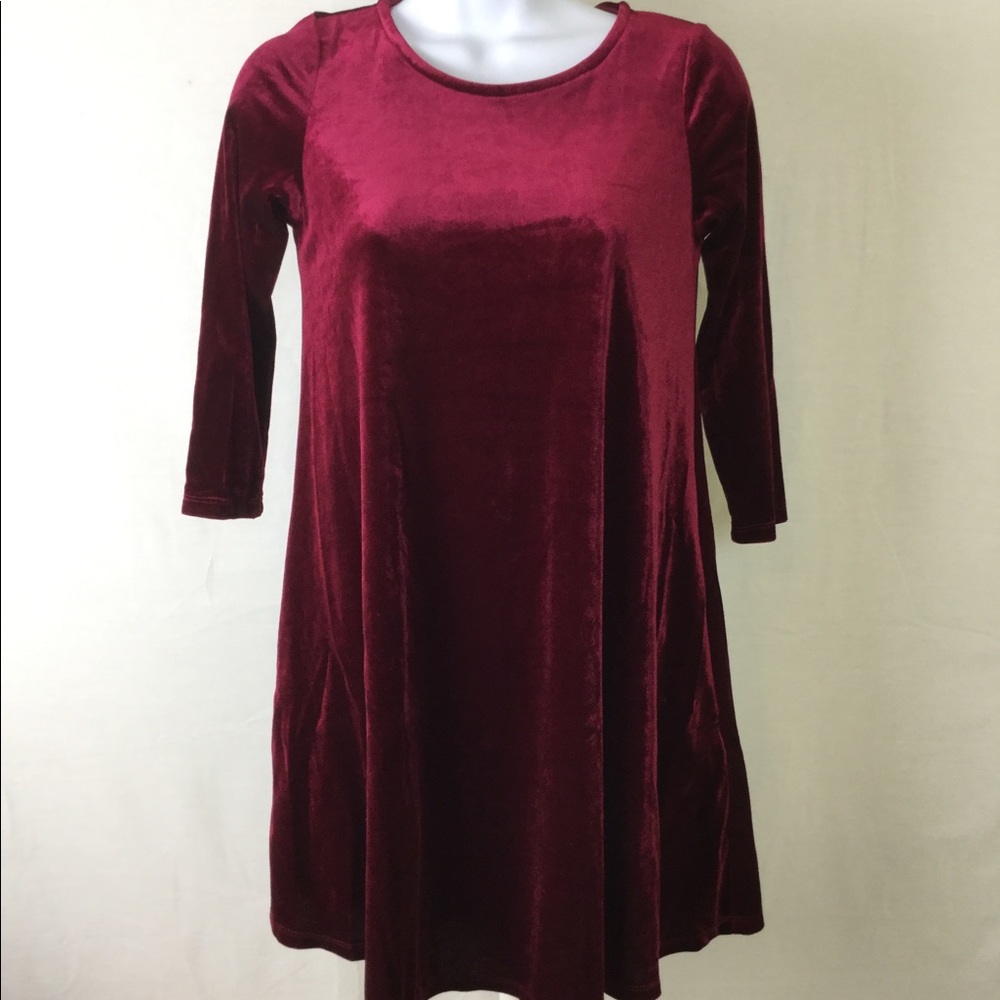 Agnes & Dora Velvet swing tunic burgandy red